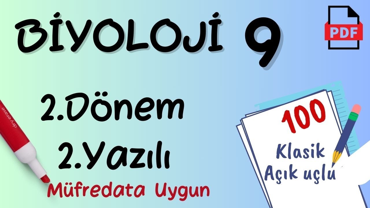 Biyoloji 9. Sınıf 2. Dönem 2. Yazılı Maarif Model  MEB Senaryolara uygun Biyoloji 9 yazılı
