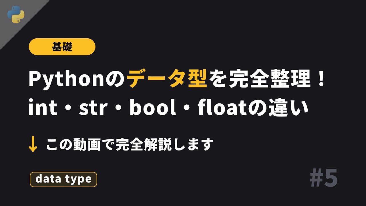 Python基礎 #5 - データ型 - 基礎から丁寧に