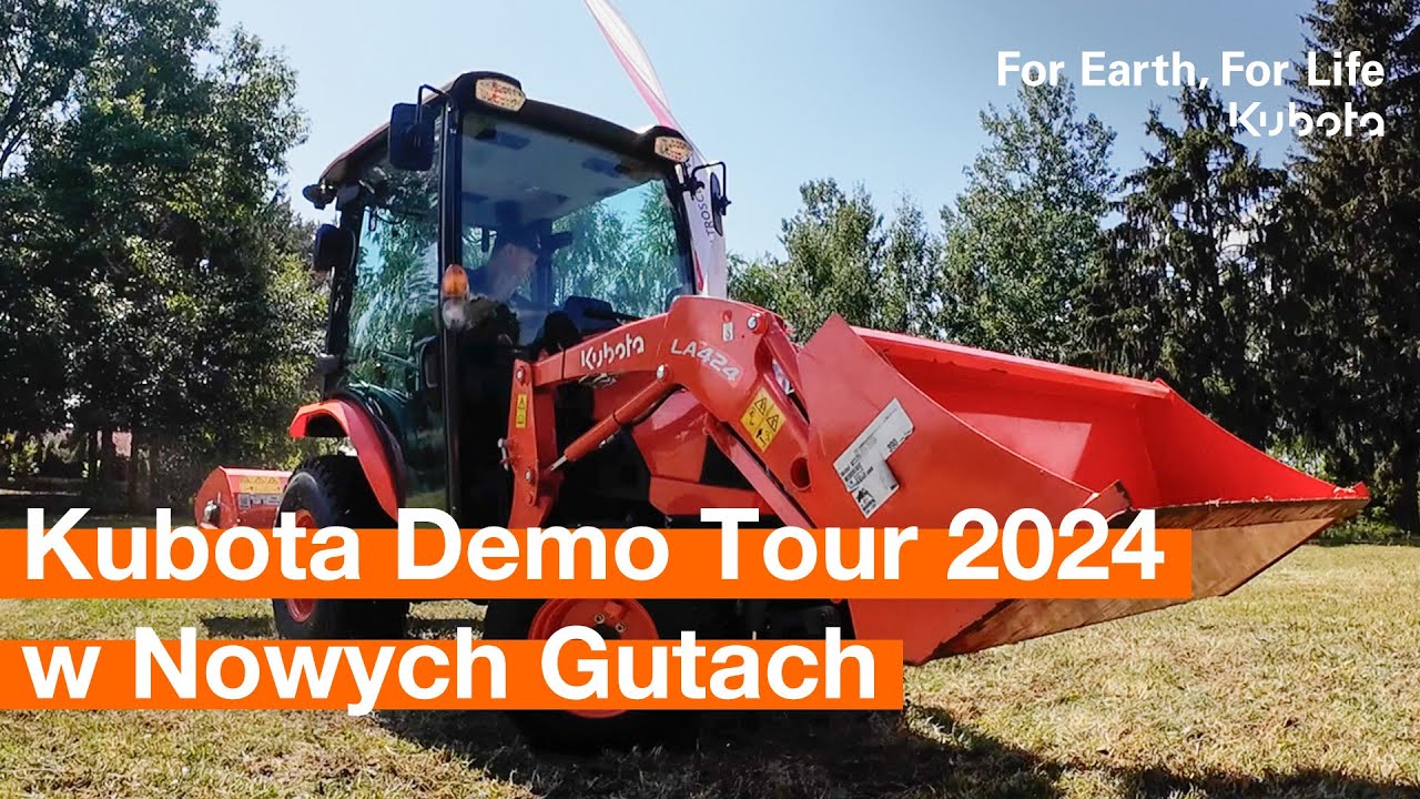 Ciągniki kompaktowe i profesjonalne kosiarki na Kubota Demo Tour 2024. Zobacz relację z Nowych Gut!