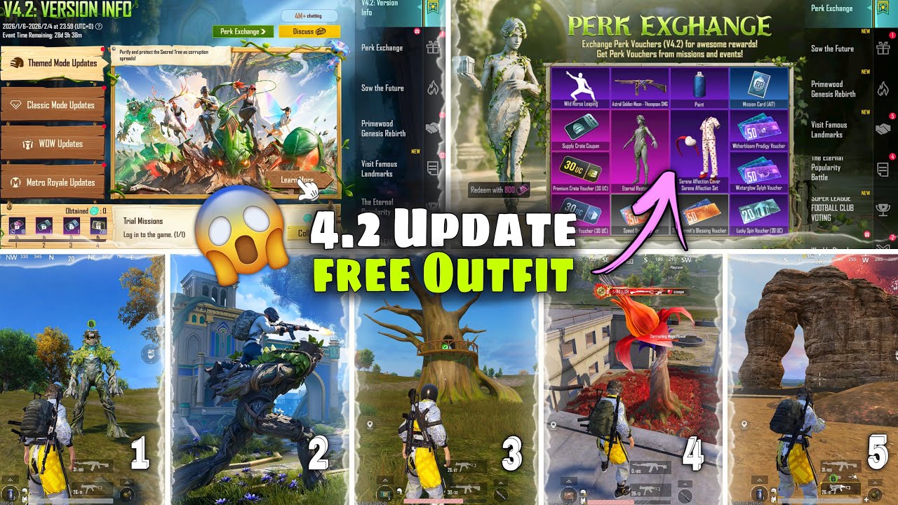 🔴 FREE OUTFIT! 😱 How to Get Eternal Restoration Set in PUBG 4.2 Update | Perk Exchange Guide