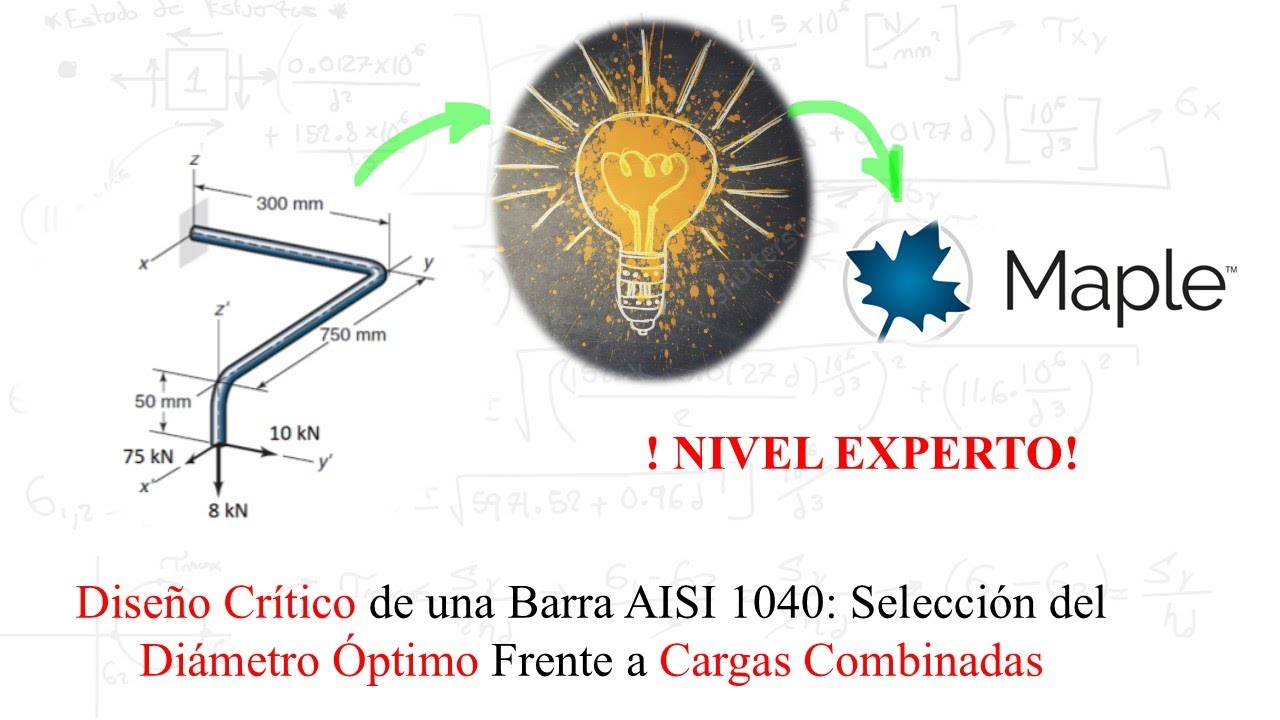 ¿Qué diámetro debe tener una barra AISI 1040? | Diseño crítico paso a paso en Maple