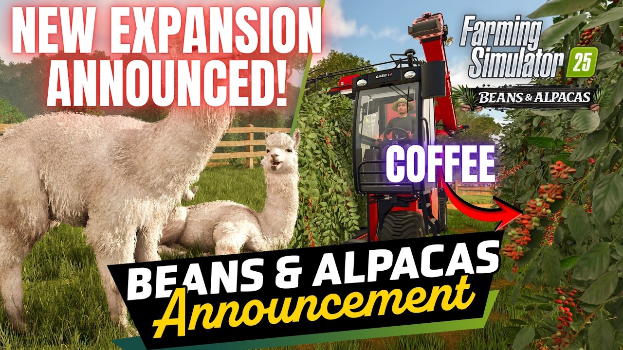 ALPACAS, COFFEE, BRAHMAN COWS & MORE! - Year 2 Expansion Announced - Farming Simulator 25