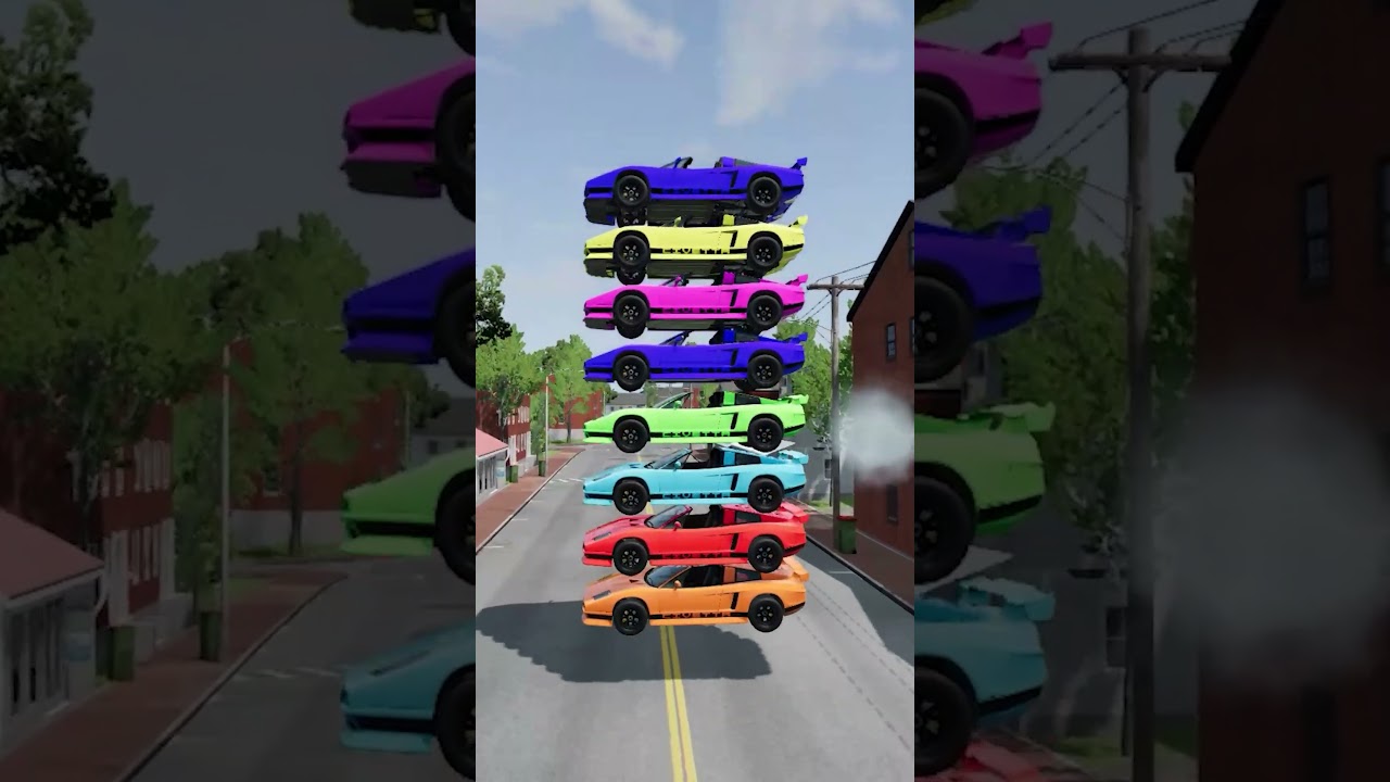 Juegos de Carros - BeamNG Drive Caida - Caidas Libres de Autos Deportivos #carros #autos #coches