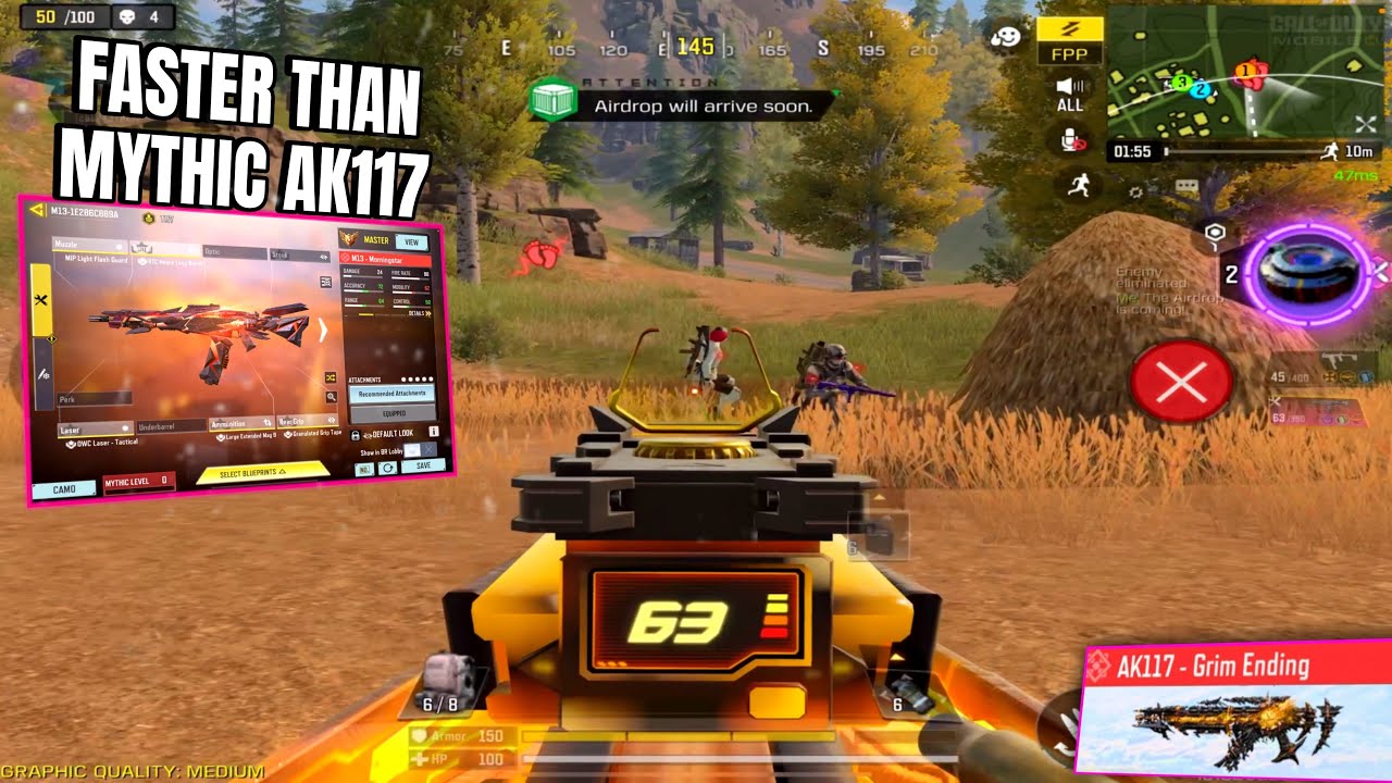 MYTHIC M13 Morningstar is FASTER than MYTHIC AK117 Grim Ending 😳🔥| Best m13 gunsmith in codm br