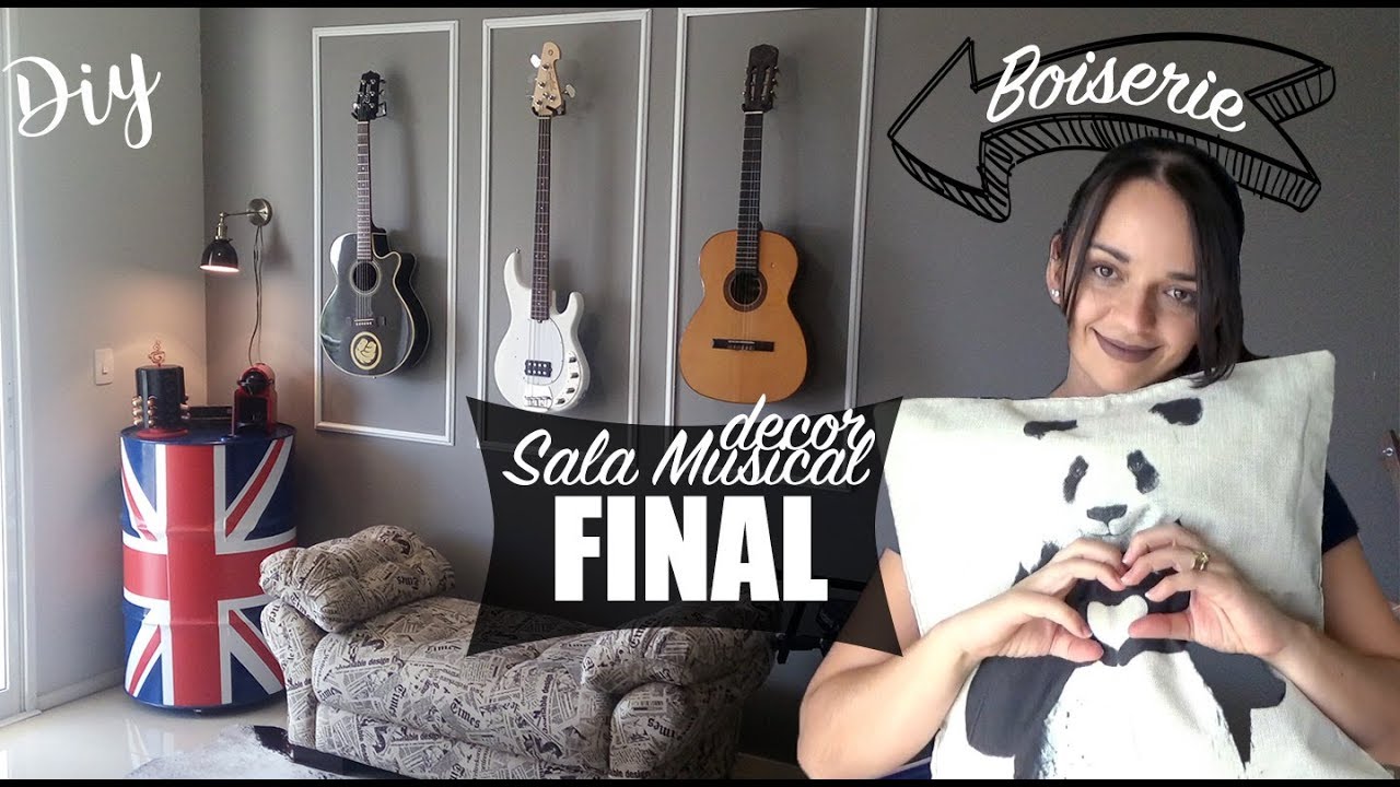 Decoração da Sala Musica | FINAL | Boiserie e Suporte violão :: Rebeca Salvador DIY