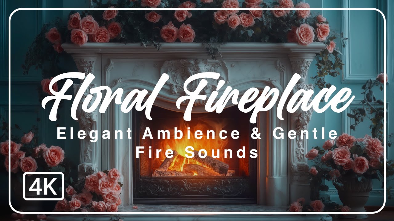 Romantic Floral Fireplace | Elegant Ambience & Gentle Fire Sounds for Sleep & Relaxation. #fireplace