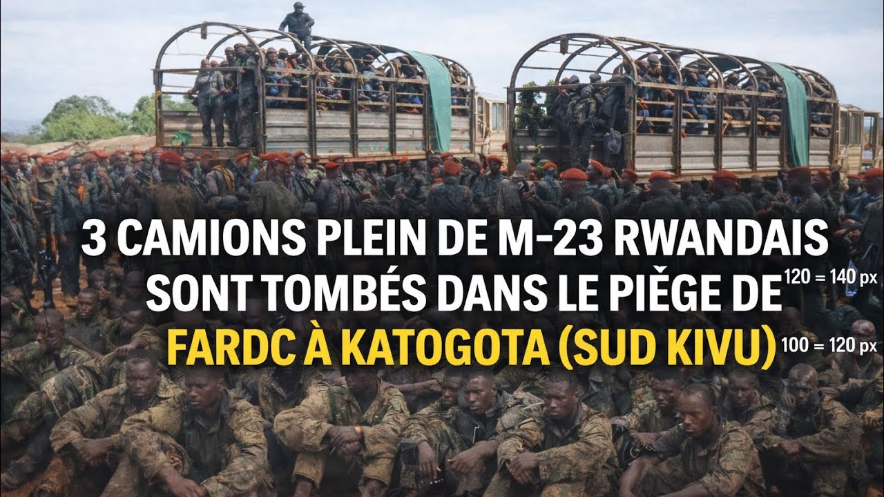 VIDEO: 3 CAMIONS PLEIN DE M-23 RWANDAIS SONT TOMBÉS DANS LE PIÈGE DE FARDC À KATOGOTA(SUD KIVU)