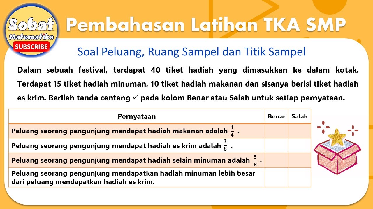 Soal Peluang Ruang Sampel Pembahasan Latihan Tes Kemampuan Akademik TKA SMP #tkasmp #matematikasmp