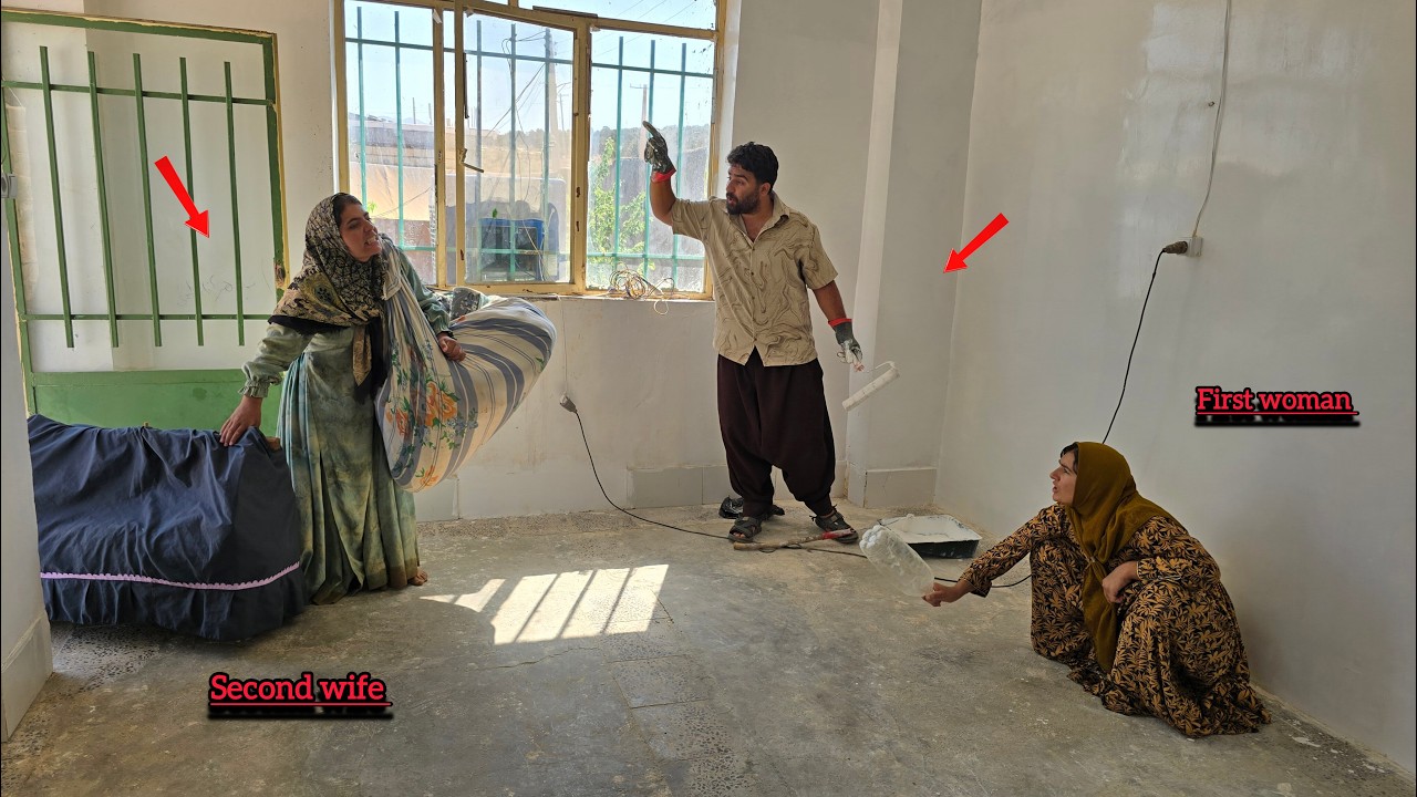 The husband and first lady prevented the second lady from entering the newly renovated house.