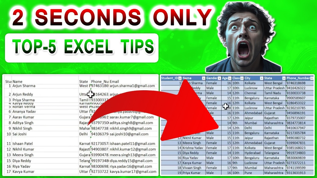 Top-5 Excel Table Tricks and Tips || Excel Tips 🔥 #excel