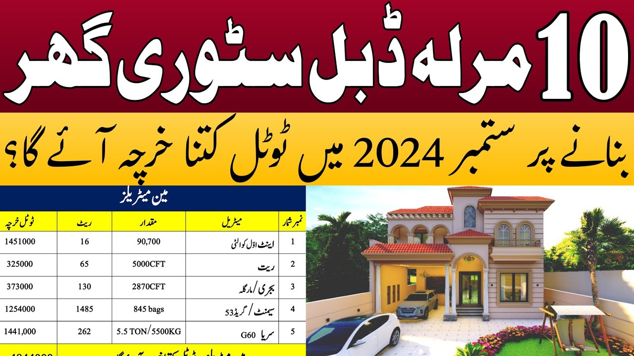 10 marla house construction cost in Pakistan | How much construction cost of 10 marla house in 2024