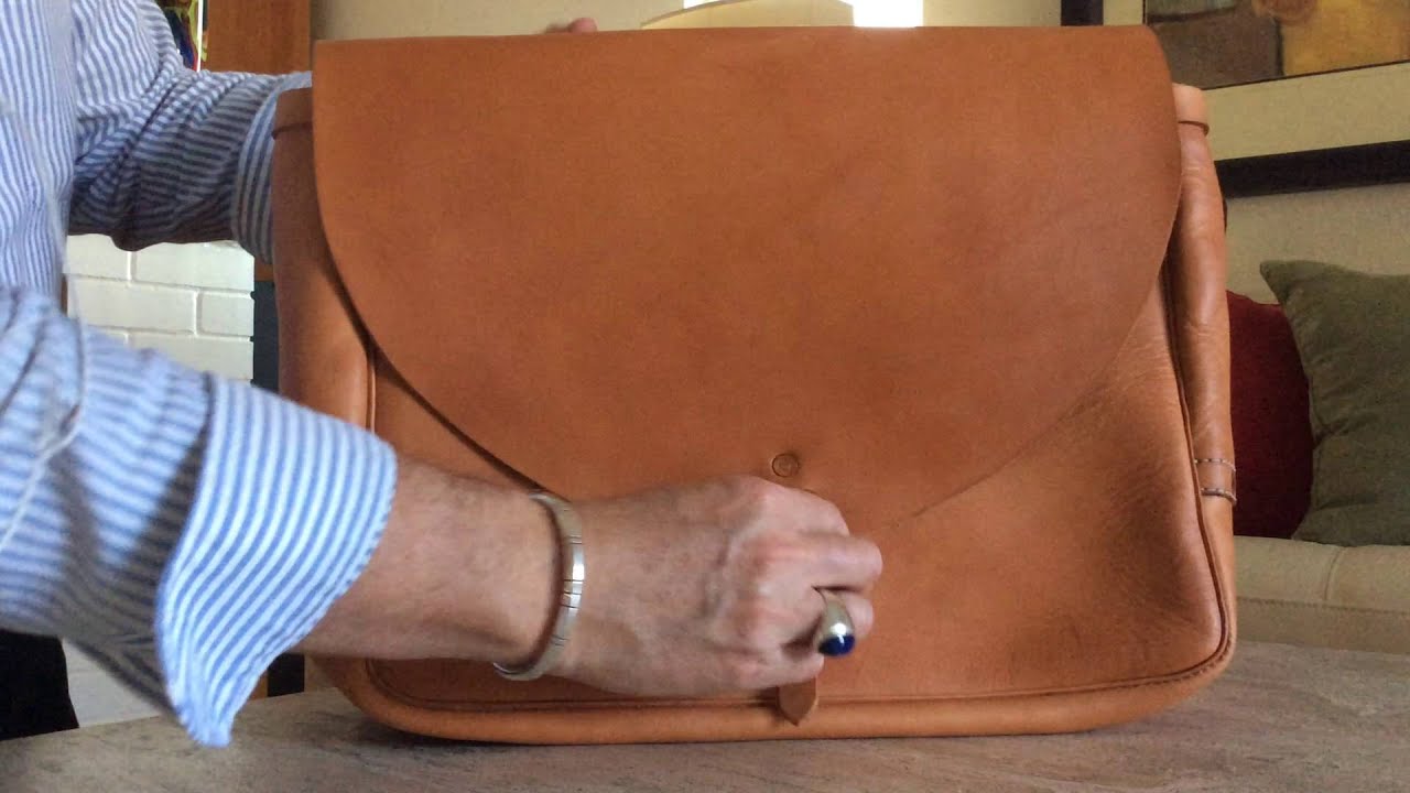 The Albatross Brand Postal Bag in natural vegetable tanned leather