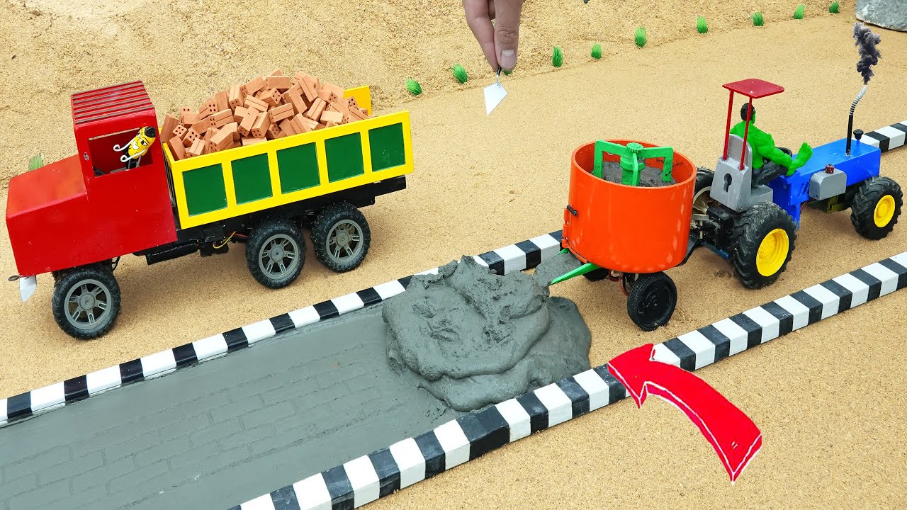 Diy Tractor making Road Science Project with roller and mixer machine @DIYMachinery