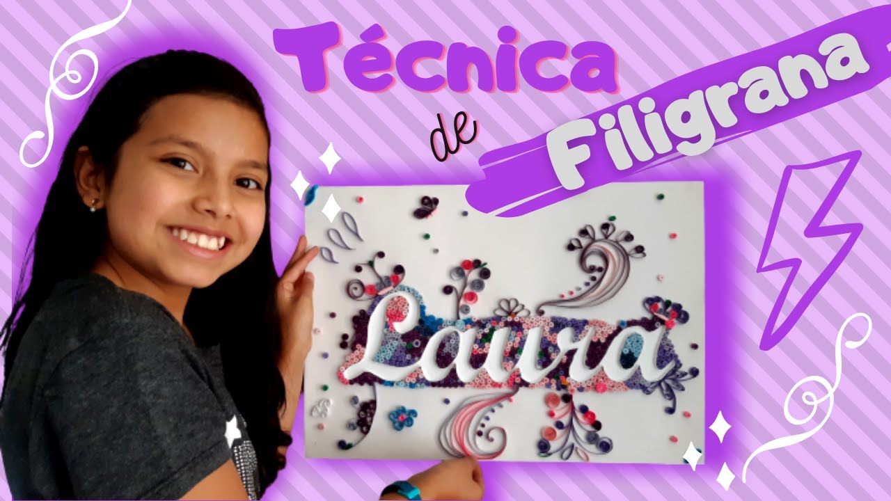 Nombre con técnica Filigrana  paso a paso [Laurita Tips]