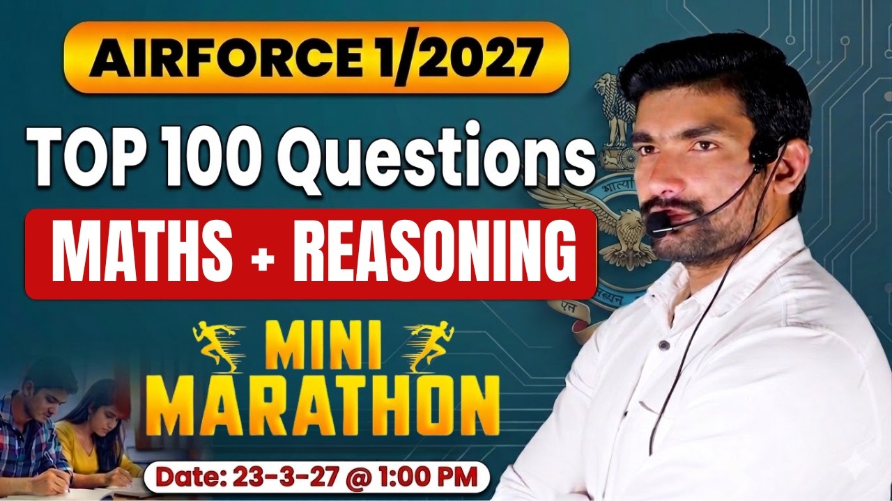 Airforce 1/2027 Top 100 Questions | Maths + Reasoning Mini Marathon | 1 PM Live By Robin Sir