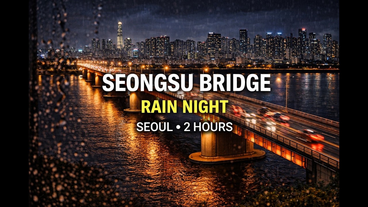Seongsu Bridge Rain Night in Seoul | 2 Hours