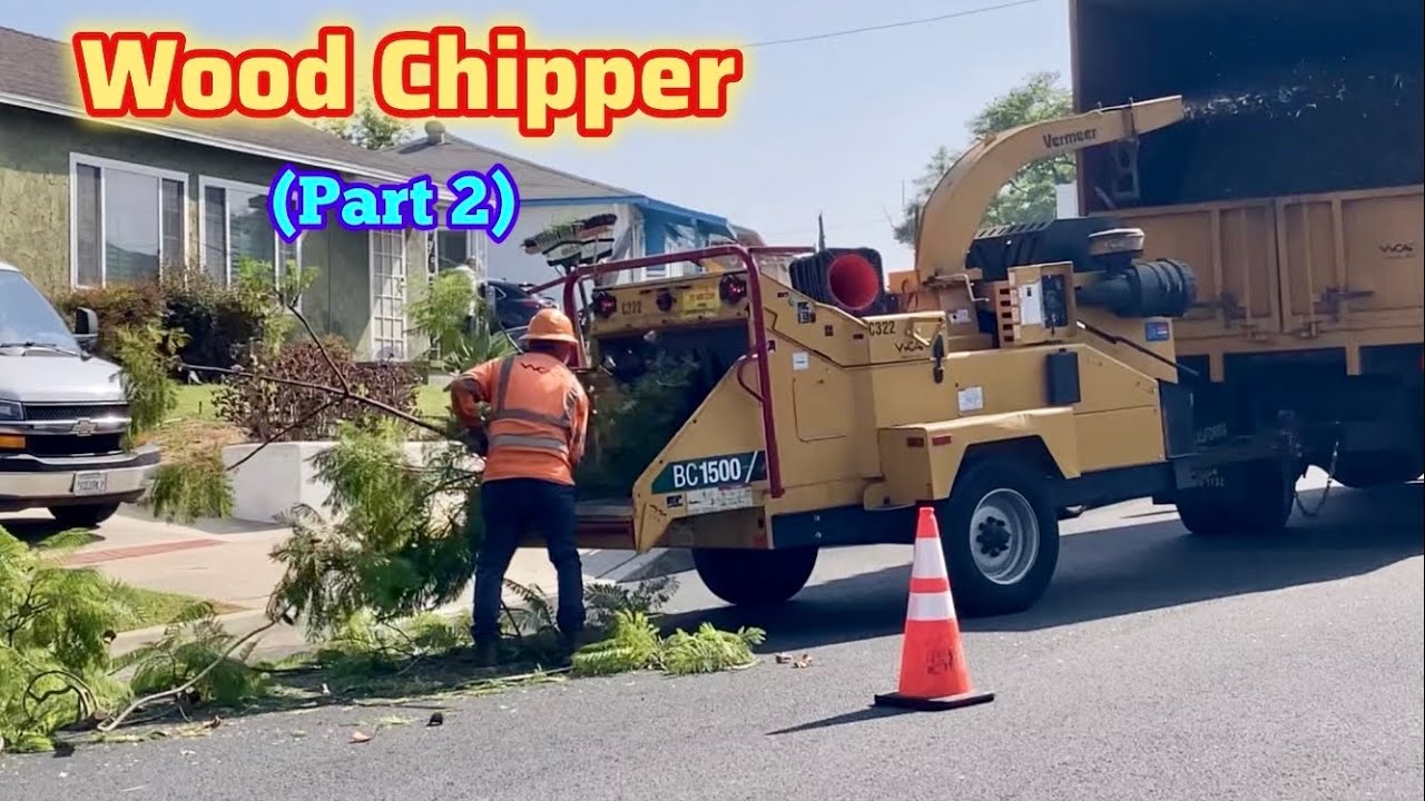WOOD CHIPPER in Action (Part 2/13)｜Tree Trimming Crew (Tree Surgeon) At Work