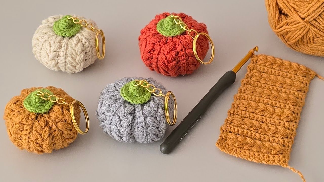 🎃 Tığ İşi Küçük Balkabağı Yapımı | Easy Mini Crochet Pumpkin Keychain