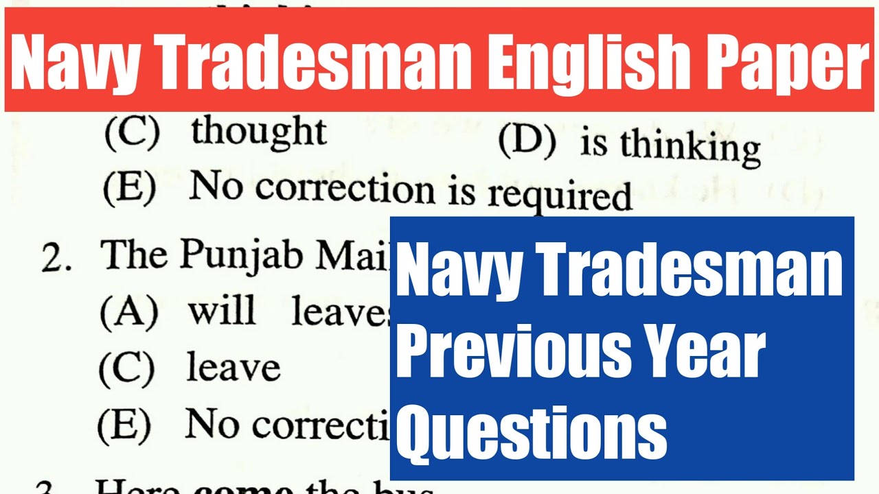 Navy Tradesman English Question Paper