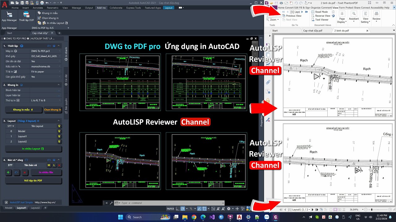 Giới thiệu Lisp in siêu tốc D2P | Multiple files plotting in AutoCAD | AutoLISP Reviewer
