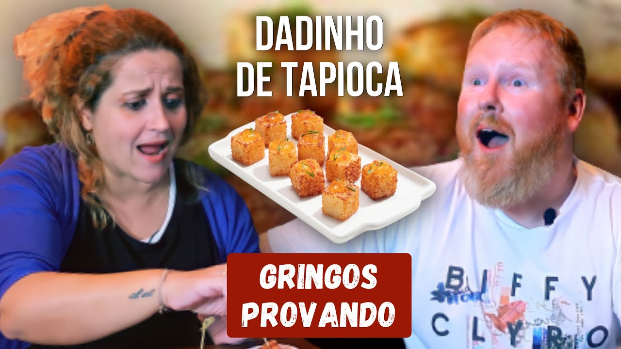 Gringos provando DADINHO DE TAPIOCA (com geléia de pimenta)