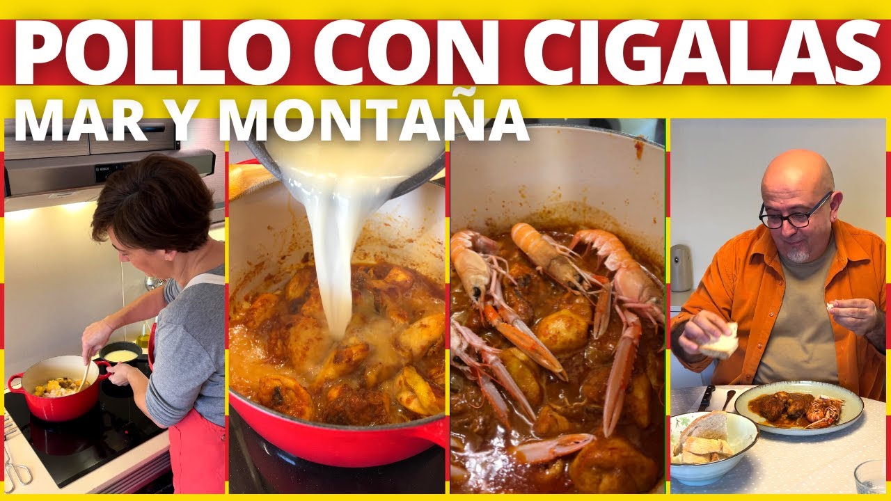 Receta del Pollo con cigalas (Pollastre amb escamarlans) La receta original de la cocina catalana.