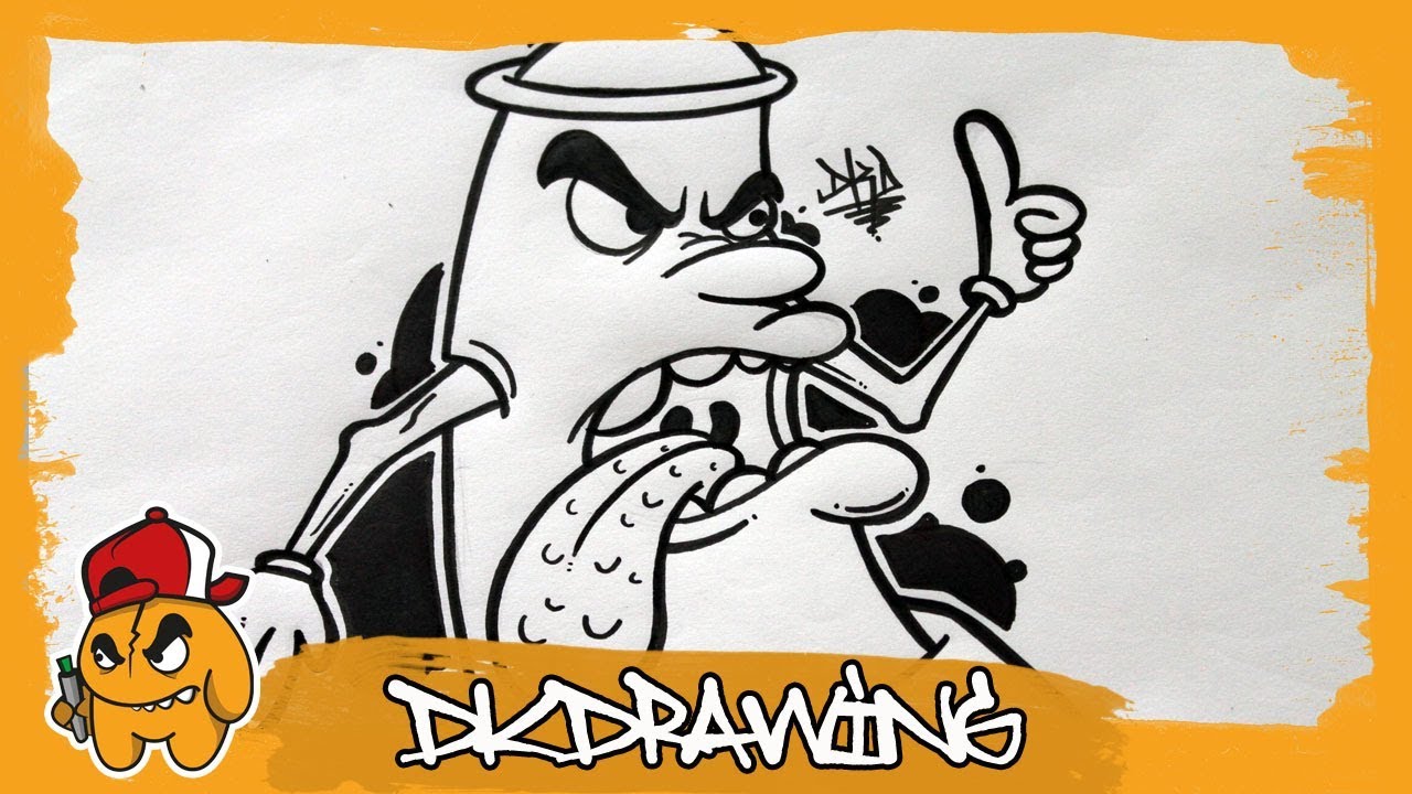 Graffiti Tutorial for beginners - How to draw a graffiti spraycan character