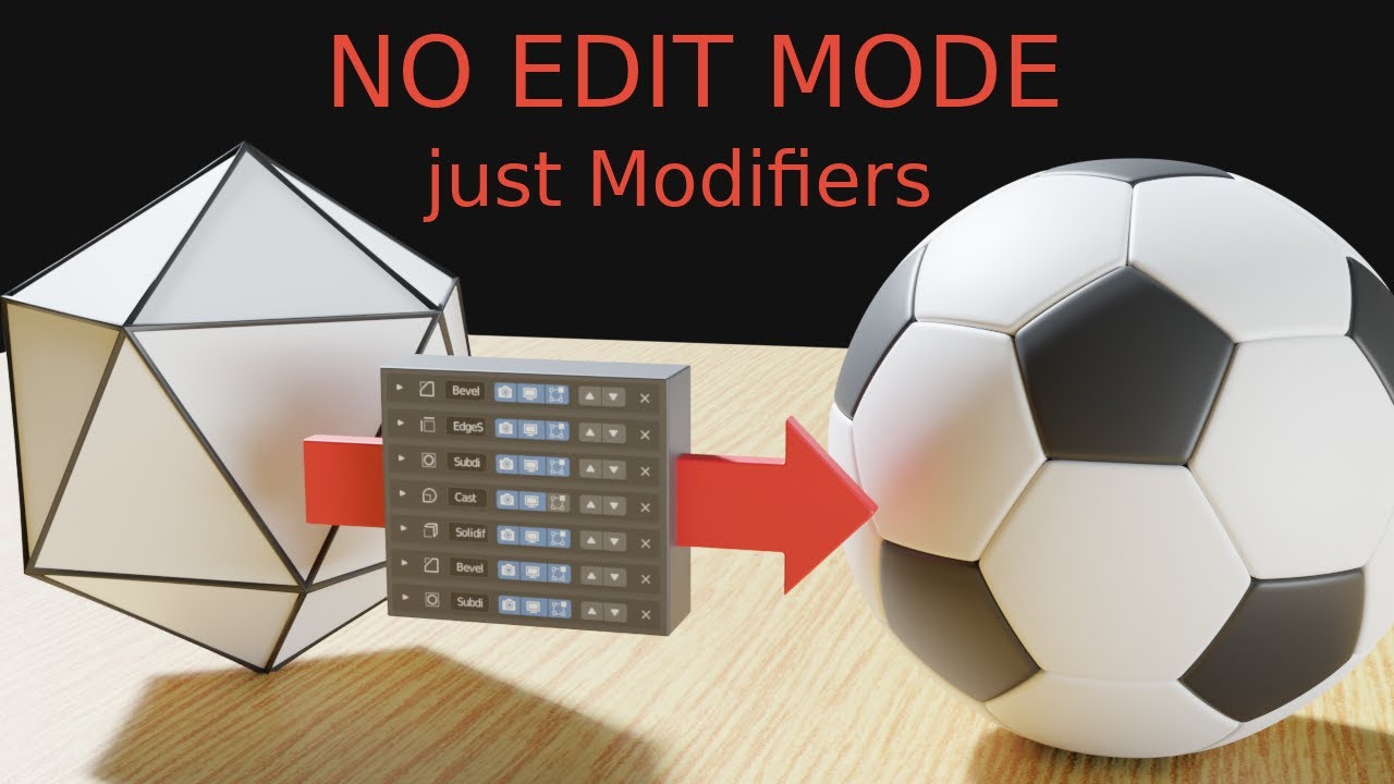 Modeling a Soccer Ball using only Modifiers in Blender 2.8 (no Edit-Mode!!)