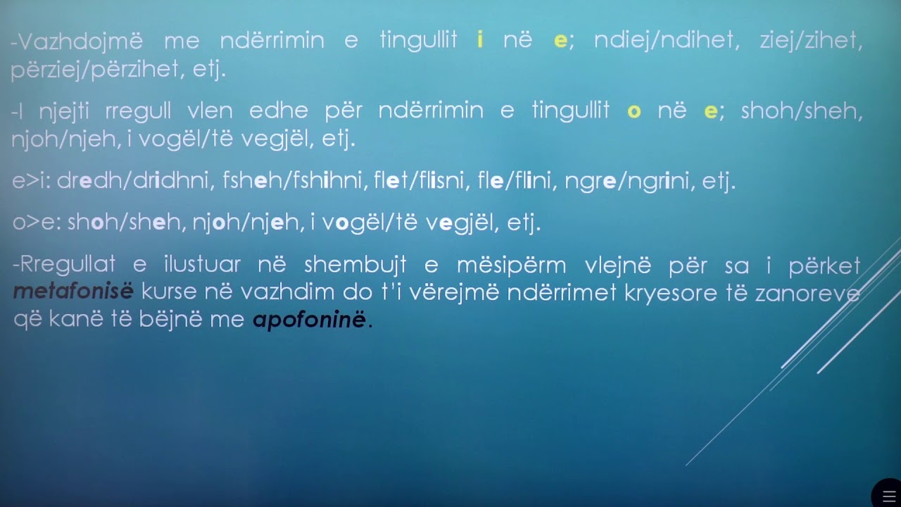 8 01 005 - Java e parë - Gjuhë shqipe - Ndryshimet historike të tingujve