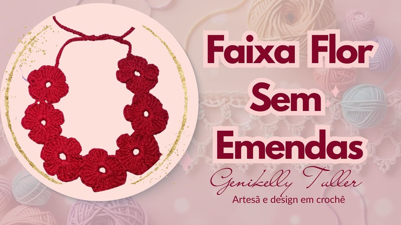 Faixa flor de crochê sem emendas
