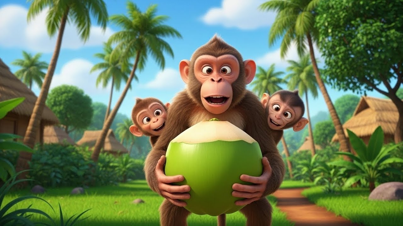 Naughty Monkey Coconut Song 🐒 | Indian Farm Fun Nursery Rhyme | GheeGee TV