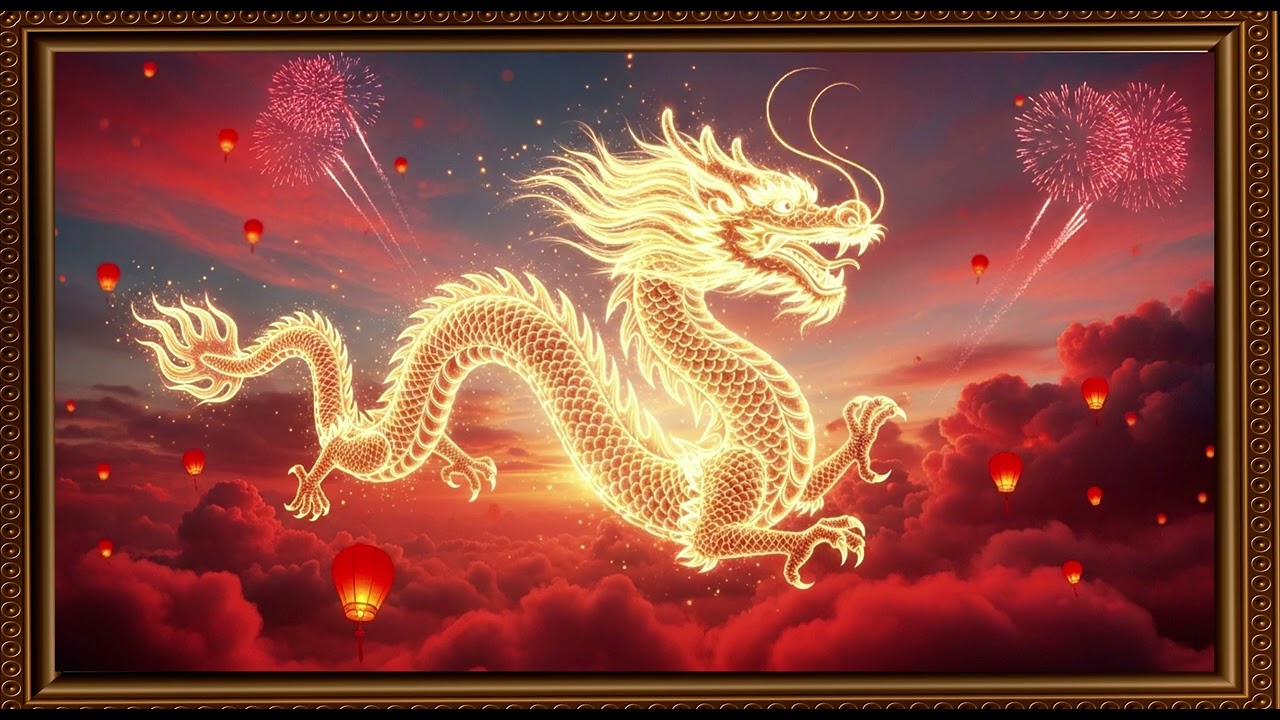 A Festival of Red & Gold 4K TV Frame in Winter