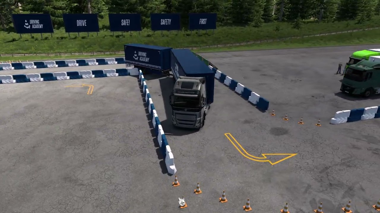 ETS2 driving academic Double Trailer Handling1-4 90 degree Turns