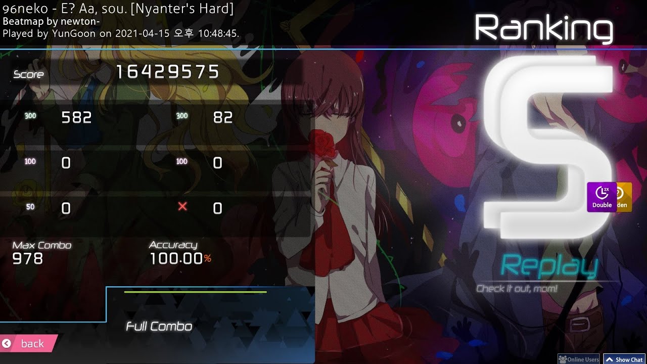 osu! YunGoon play 96neko - E? Aa, sou. [Nyanter's Hard] +HD,DT