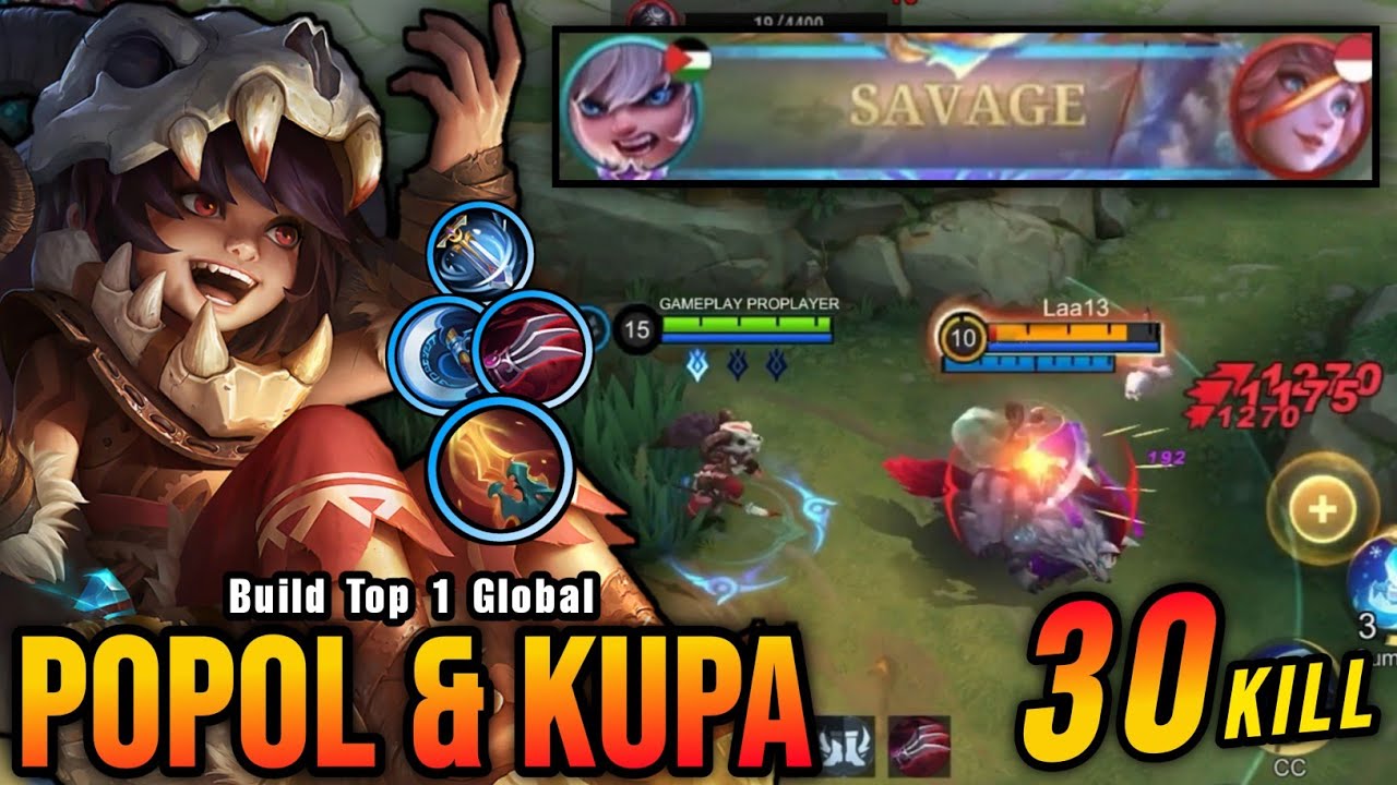 SAVAGE & 3x MANIAC!! 30 Kills Popol & Kupa MVP 18.2 Points! - Build Top 1 Global Popol & Kupa ~ MLBB