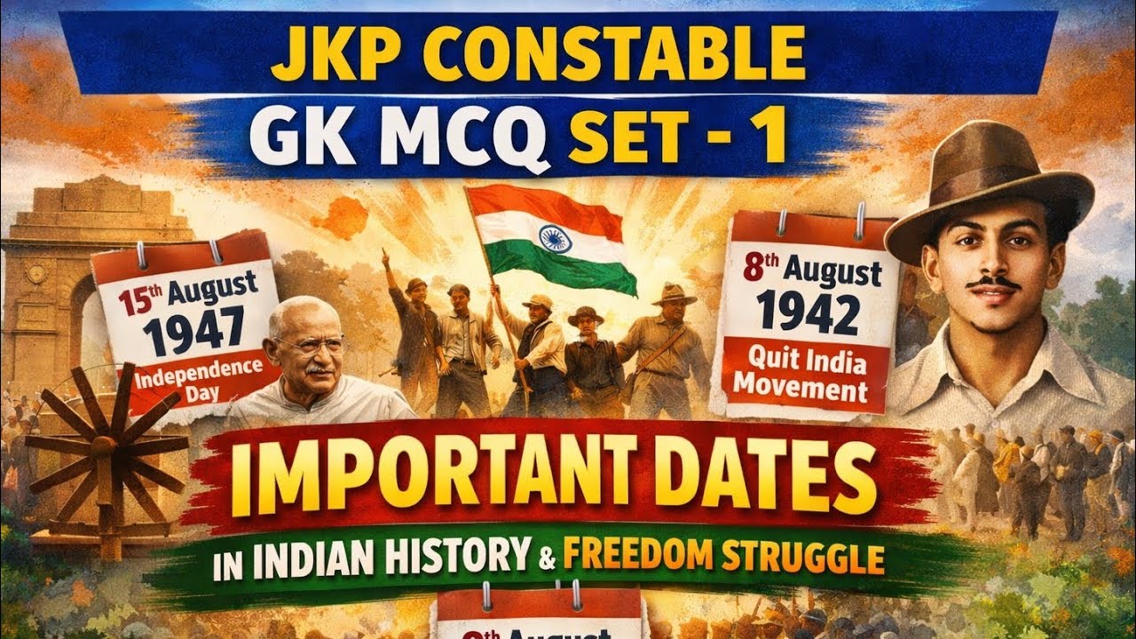 JKP CONSTABLE MCQ SERIES🔥🏆 - GK Practice Questions Set-1