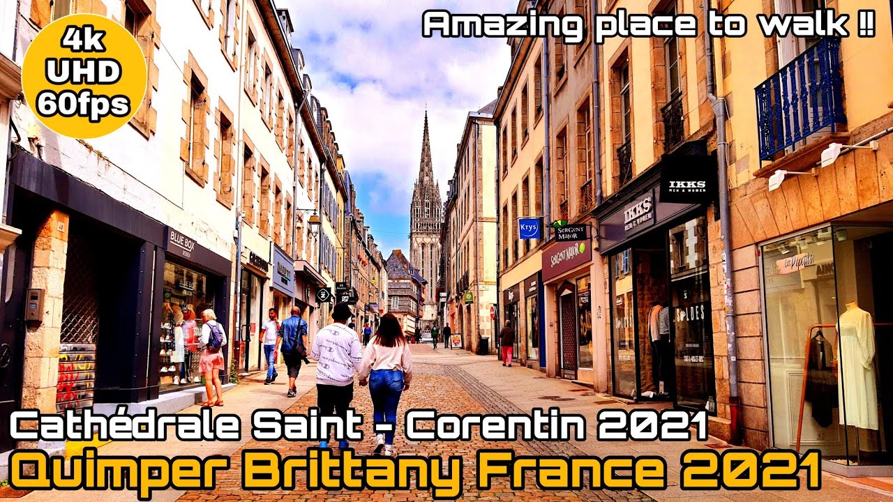 🇫🇷Ep12 -4K Walking tour l Quimper  - La Cath&eacute;dral Saint Corentin l 14 july 2021 16h40 20C'