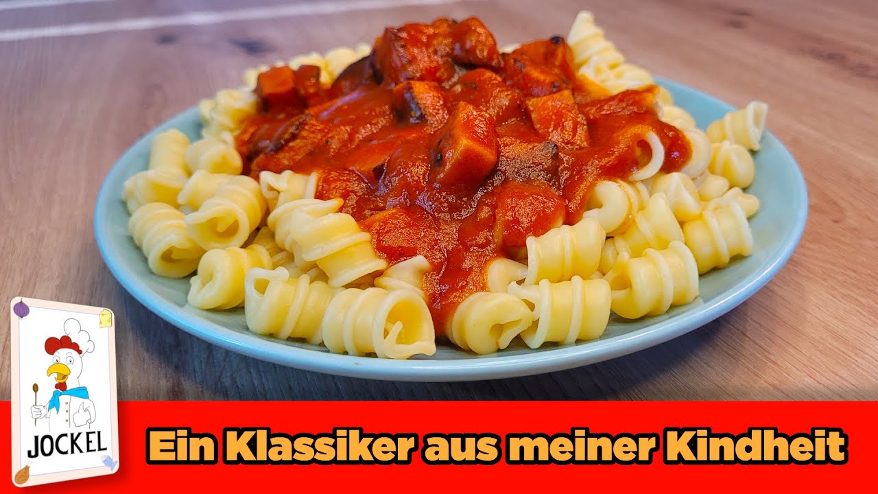 Nudeln mit Wurstgulasch / wie früher in der Schulkantine