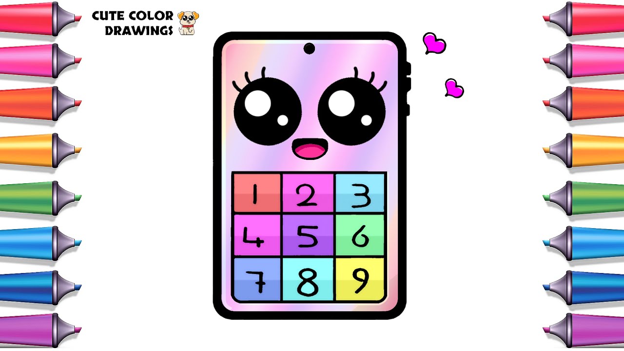 How to draw a cute phone step by step
