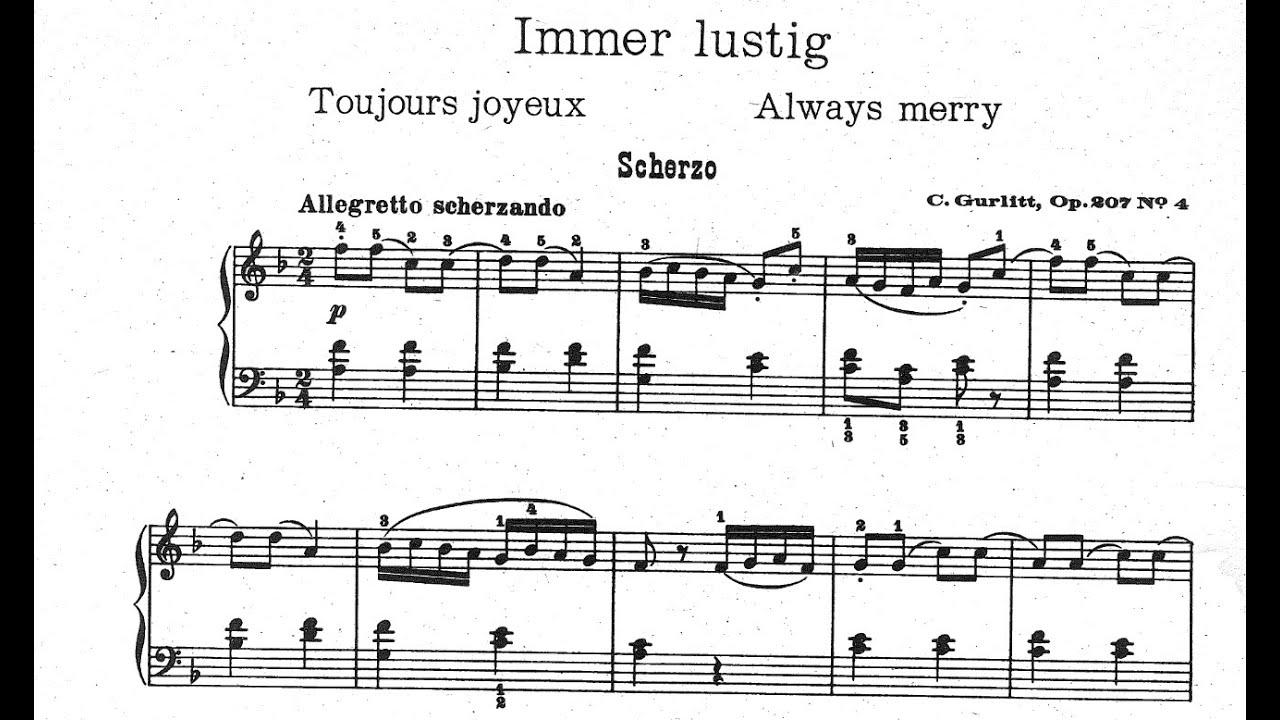 Cornelius Gurlitt: Op. 207, No. 4: Immer lustig (Toujours joyeux)  Sheet Music