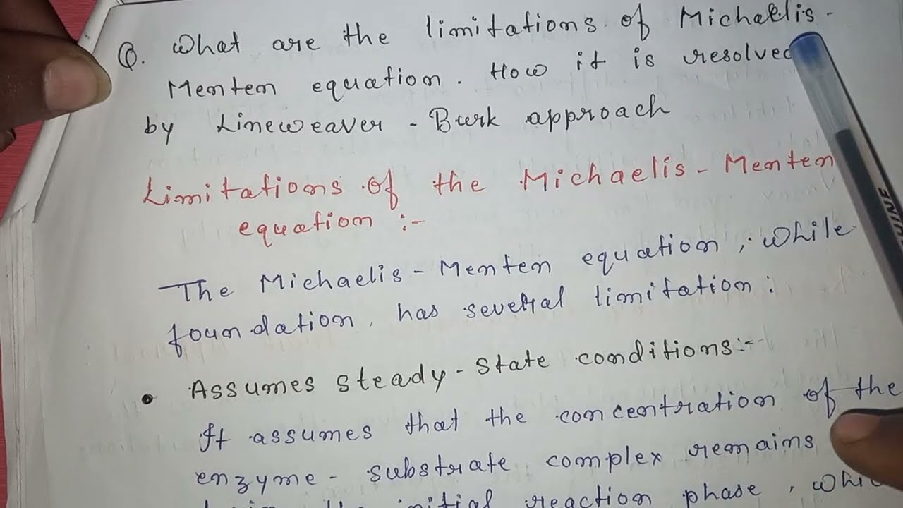 #Limitations of Michaelis-menten equation😱#msc🧪#physicalchemistry🔥#handwrittennotes💯#resolve❓