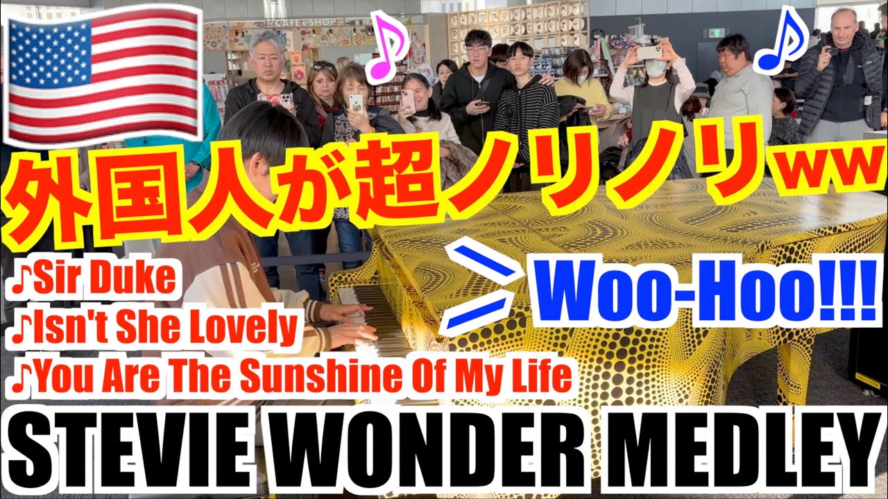 都庁でスティービー・ワンダー弾きまくったら外国人のノリがヤバすぎwww【Stevie Wonder medley/Isn't She Lovely/Sir Duke/Sunshine/ストリートピアノ