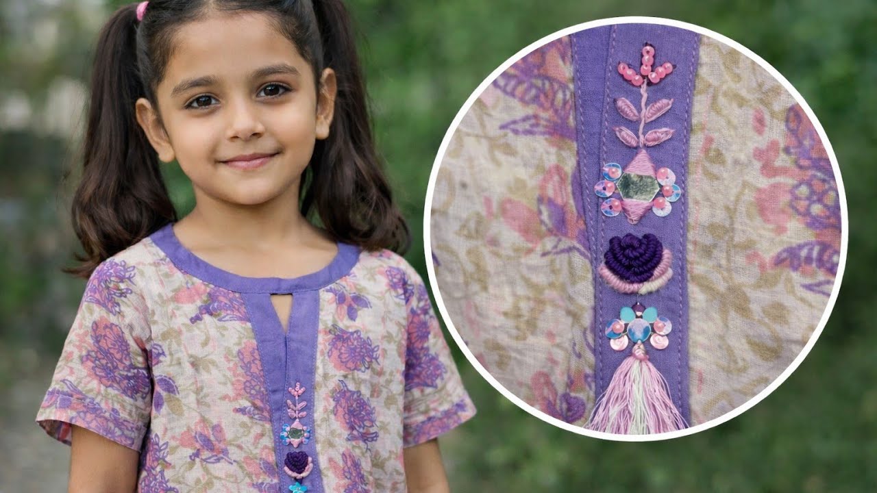 Beautiful placket  Embroidery Design | Easy Flower Stitch Tutorial for Dresses