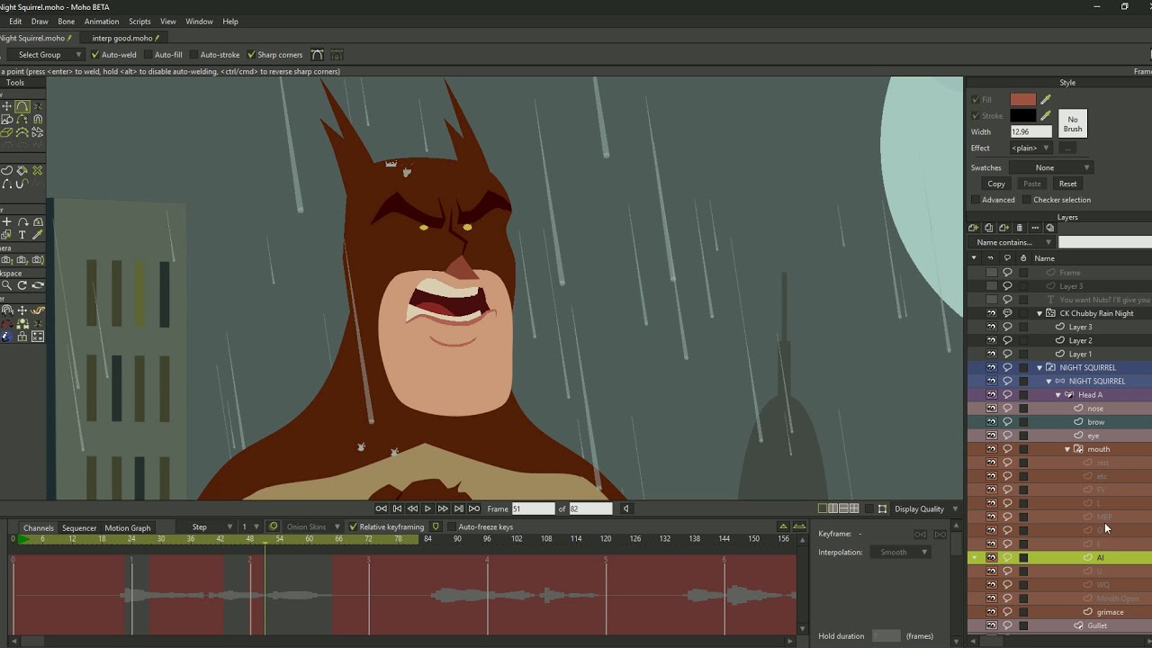 Animating complex mouths in Moho using interpolation. Better audio version in link below