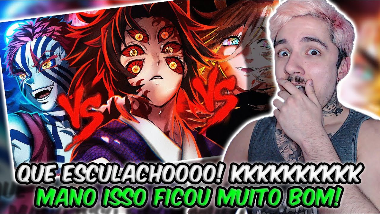 (KKKKKKKKKKK!) REAGINDO ao Akaza VS. Douma VS. Kokushibo | Combate de Rimas | REACT // NaiReact