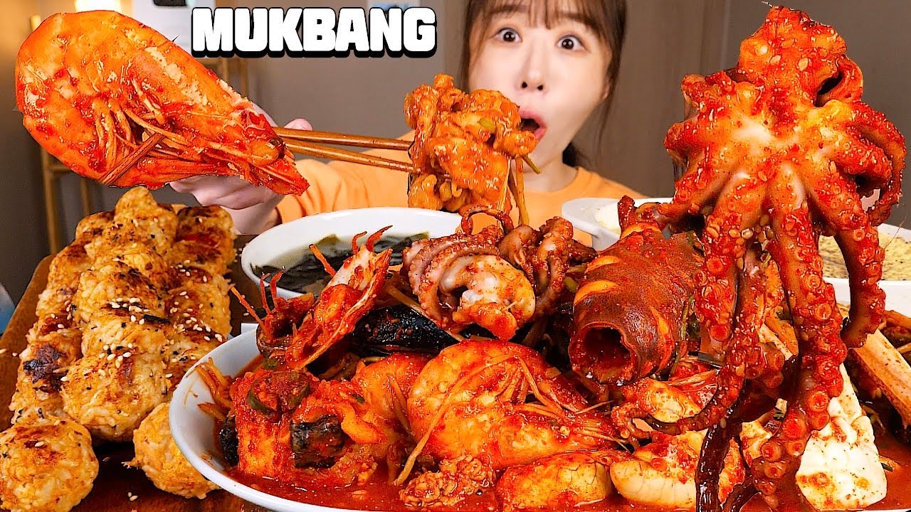 화끈하게 매운 해물찜🔥 구운참치주먹밥,계란찜,미역국 먹방❤️ Spicy Steamed Seafood, Rice balls, Seaweed soup KOREAN MUKBANG