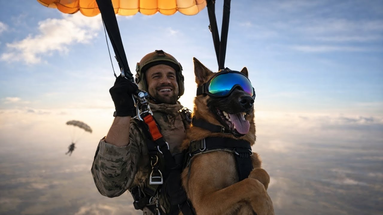 K9 Sky Dive Training: Elite Police Dog Parachute Operations. #dog #malinios 