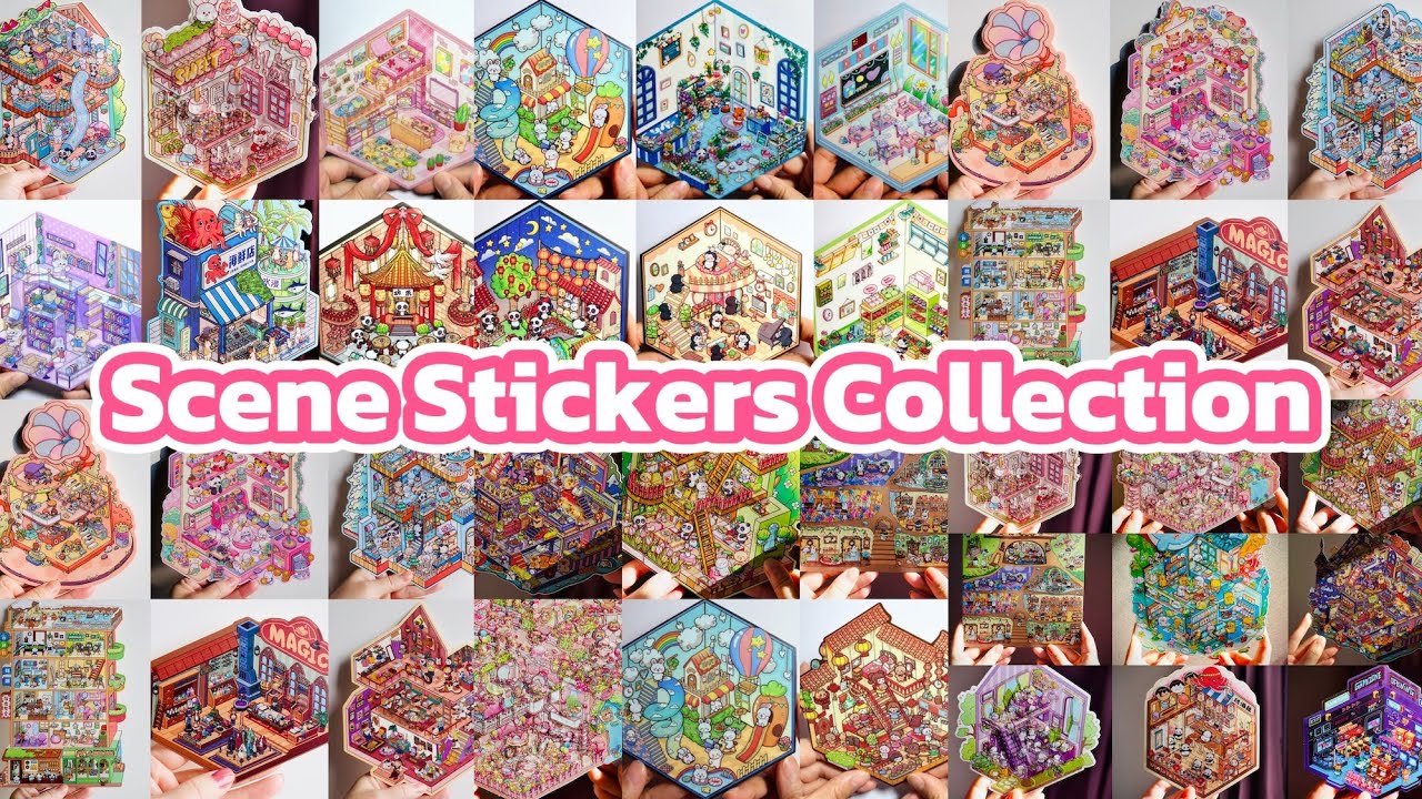 Collection of 55 Scene Stickers in different styles | Nearly 170 hours to make by hand | No BGM|ASMR