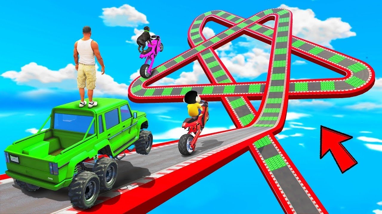 SHINCHAN AND FRANKLIN TRIED IMPOSSIBLE DEEP TUNNEL PIPE BIKE PARKOUR CHALLENGE GTA 5