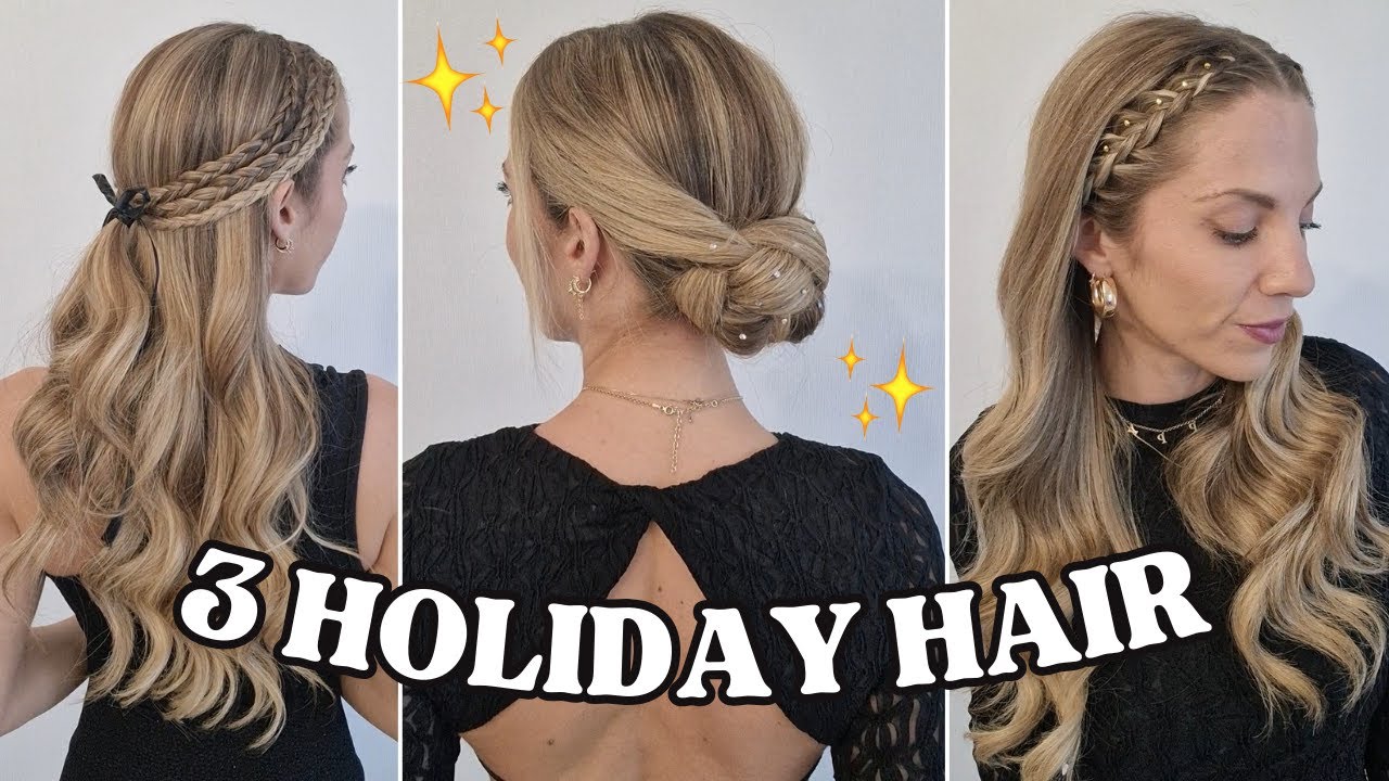 ✨3 JOLIE COIFFURE POUR LES FETES ✨ astuce chignon de soirée rapide - belles coiffures avec tresses